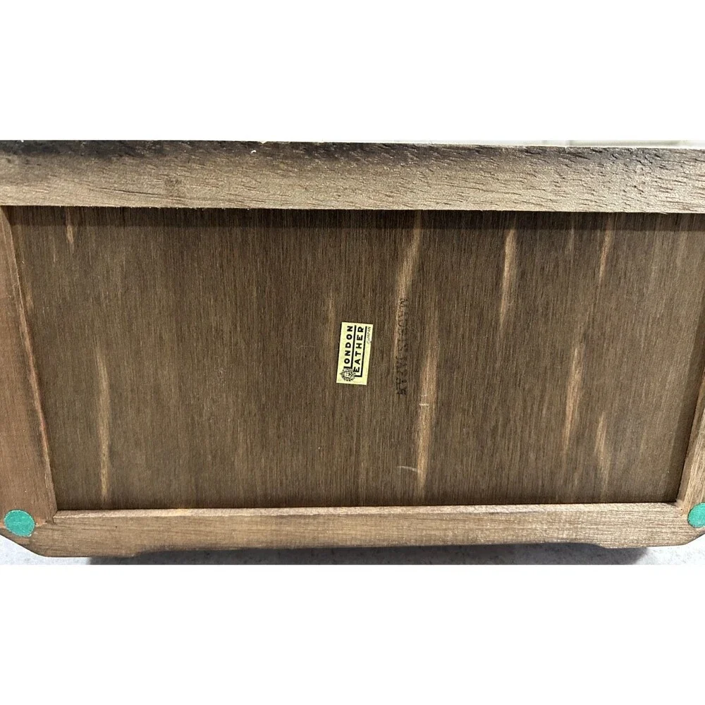 Vintage London Leather Wooden Mens Dresser Jewelry Box Made Japan